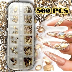 500 PCS Gold Nail Art Rhinestones